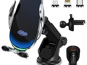 VAVOLO Wireless Car Charger 15W Qi Smart Fast Charging Auto Clamping Car Charger Phone Mount Phone Holder for iPhone 14 13 12 11 Pro Max Xs