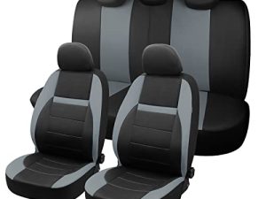 iMotorDeco Car Seat Cover Full Set Universal Size Fit for Most Cars Trucks Van SUV Air Bag Compatible Grey