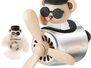 Bear Pilot Car Air Freshener Cute Car Diffuser Rotating Propeller Air Outlet Vent Fresheners Aromatherapy Ornament Car Accessories Automotive Air Fresheners for Cars (Lovely Style)
