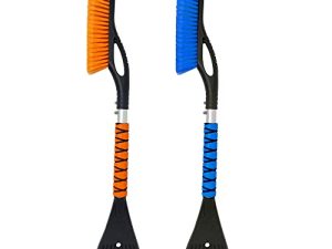 EcoNour 27" Car Snow Brush and Ice Scrapers for Car Windshield (2 Pack) | Scratch Free Bristle Head Snow Brush & Tough Window Snow Scraper with Aluminium Body | Snow Removal Winter Car Accessories