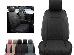 Sanwom Universal Front Leather Car Seat Covers Black 2 Pcs Luxury Seat Covers