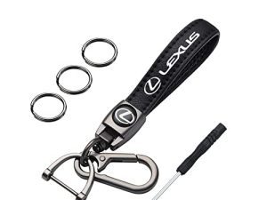 Upgrade Leather Car Keychain with Customized Logo Key Chain Holder Set with 3 Keyrings and 1 Screwdriver for Car Accessories