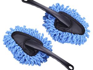 Ajxn 2 PCS Super Soft Microfiber Car Dash Duster Brush for Car Cleaning Home Kitchen Computer Cleaning Brush Dusting Tool (Blue)