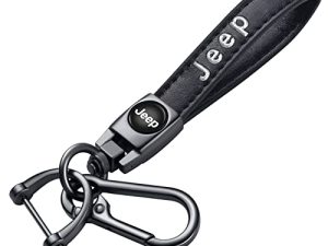 SDSHSM Genuine Leather Car Keychain for Wrangler Jeep jl Grand Cherokee Grand Commander Compass Freeman Key Ring for Men and Woean