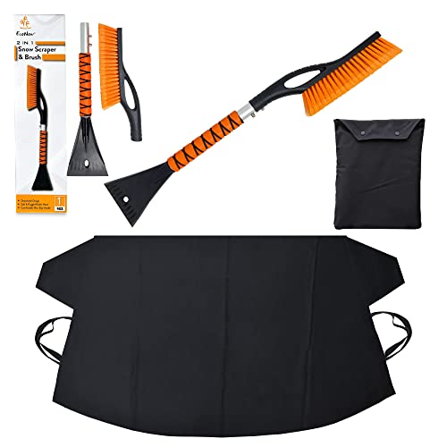 EcoNour Windshield Snow Cover Standard (69"x42") with Ice Scraper and Brush for Car Windshield | Scratch-Free Bristle Head for Cars EcoNour Windshield Snow Cover Standard (69"x42") with Ice Scraper and Brush for Car Windshield | Scratch-Free Bristle Head for Cars