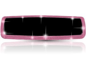 Bling Car Rear View Mirror - Rhinestone Rearview Car Mirror Covers for Women - Bedazzled Car Rear Mirror Ornament Accessories - Cute Crystal Diamond Interior Mirror Cover Decorations (Pink)