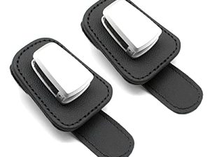 MECHCOS Car Glasses Holder Universal Car Visor Sunglasses Holder Clip Leather Eyeglasses Hanger and Ticket Card Clip Eyeglasses Mount for Car