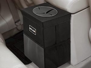 Car Trash Can with Lid - Car Trash Bag Hanging with Storage Pockets Leak-Proof Car Organizer Collapsible and Portable Waterproof Car Garbage Bin