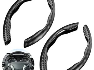 2 Sets Steering Wheel Cover Car Carbon Fiber Steering Wheel Cover for Women and Men Safe and Non Slip Car Accessory