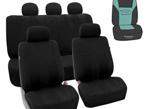 FH Group Car Seat Cover Full Set Striking Striped Black Car Seat Covers with Front Seat Covers and Rear Split Bench Car Seat Cover Universal Fit Interior Accessories for Cars Trucks and SUVs