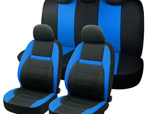 iMotorDeco Car Seat Cover Full Set Universal Size Fit for Most Cars Trucks Van SUV Air Bag Compatible Blue