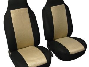 FH Group Car Seat Covers Front Set Beige Cloth - Car Seat Covers for Bucket Seats 1 Piece Seat Cover