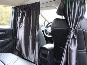 Ovege Car Divider Curtains Sun Shade-Privacy Travel Nap Night Car Camping Detachable Simple Curtain (Black-Silky)