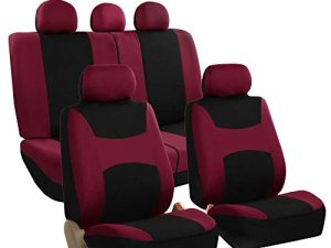 FH Group Car Seat Covers Full Set Burgundy Cloth - Universal Fit