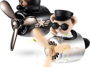 2 Pcs Car Air Freshener Pilot Cute Car Diffuser Cartoon Outlet Fan Air Diffuser for Car Vent Perfume Automotive Decoration (Bear)