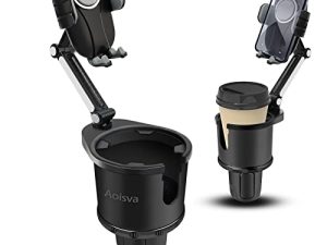 Aoisva Car Cup Holder Phone Mount Adjustable Base with 360° Rotation Universal Multifunctional Cup Holder Cell Phone Holder for Car Fits Any iPhone & Galaxy & All Smartphones [Upgrade 2-in-1]