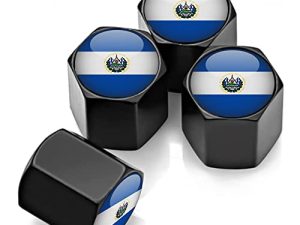 EL Salvador Flag Tire Valve Caps (4-Pack) Universal Stem Covers for Cars