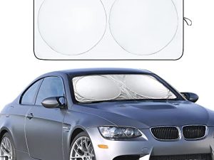 EcoNour Car Windshield Sun Shade with Storage Pouch | Durable 240T Material Car Sun Visor for UV Rays and Sun Heat Protection | Car Interior Accessories for Sun Heat | Standard (64 inches x 32 inches)