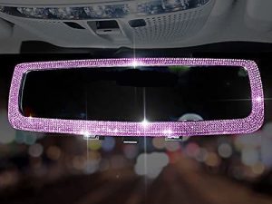 Bling Car Rear View Mirror Accessories with Crystal Diamonds & Rhinestones