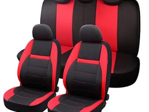 iMotorDeco Car Seat Cover Full Set Universal Size Fit for Most Cars Trucks Van SUV Air Bag Compatible Red