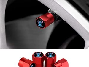 for Stitch Car Valve Stem Caps Universal Car Air Tire Valve Cap 4pcs Fit Lilo and Stitch Car Accessories (016 Red)