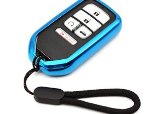 Fit for Honda Accord Civic Odyssey Passport Pilot Clarity Crosstour CRV CRZ Fit HR-V Insight Ridgeline Blue TPU Key Fob Cover Case Remote Holder Skin Protector Keyless Entry Sleeve Accessories