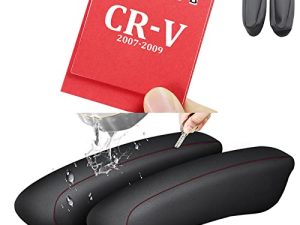 AOMSAZTO Anti-Scratch PU Leather Seat Armrest Cover Black for 2007-2009 CRV Waterproof Arm Rest Covering for CR-V（red Stiches