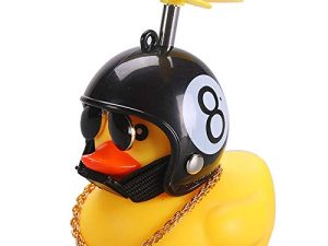 wonuu Rubber Duck Toy Car Ornaments Yellow Duck Car Dashboard Decorations with Propeller Helmet