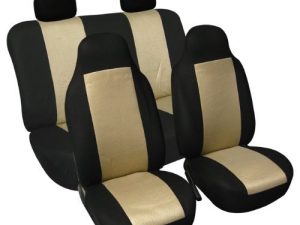 FH Group Full Set Car Seat Covers Beige 3D Air Mesh - Universal Fit Automotive Seat Covers