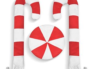EcoNour Candy Car Decoration for Car | Cane Shaped Antler & Nose with Soft Fabric | Holiday Christmas Antler Decoration for Cars with Rigid Support Rods | Durable Christmas Kit for All Weather