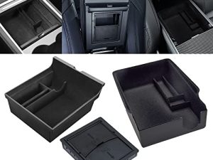 Luumtee 3PCS Center Console Organizer Tray Fit for Latest 2023 2022 2021 Tesla Model 3/Y Armrest Hidden Cubby Drawer Storage Box with Coin and Sunglass Holder Interior Accessories Tray (Flocked)
