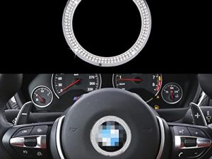 UREHEPO Bling Car Steering Wheel Logo Caps Diamond Decoration Compatible with BMW All Series