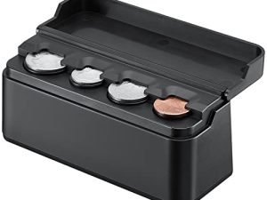 JOYTUTUS Coin Holder for Car Change Organizer Universal Storage Coin Money Dispenser Compatible with Most Car Trucks Accessories(Black