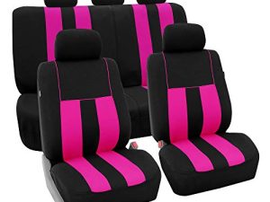 FH Group Car Seat Covers Full Set Pink Cloth - Universal Fit