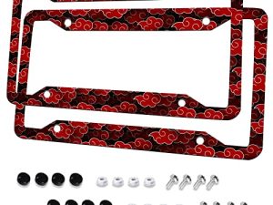Anime Cloud Licence Plate Frame Anime Car Accessories for Women Men Aluminum License Plate Cover for US Canada 4 Hole and Screw Birthday Gifts for Friends