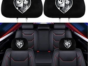 luoji 2 Pack Headrest Covers for Nightmare Before Christmas Jack Skellington and Sally