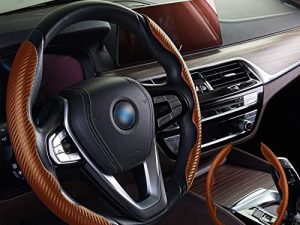Carbon Fiber Texture Steering Wheel Cover for Women&Man