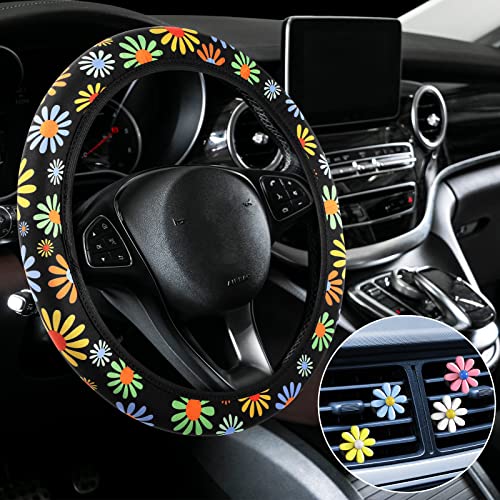 Cute Steering Wheel Cover Flower Steering Wheel Cover Floral Steering Wheel Cover for Girls with 4 Pieces Cute Flowers Car Air Vent Clips for Women Girls Car Decorations (Sunflower Style) Cute Steering Wheel Cover Flower Steering Wheel Cover Floral Steering Wheel Cover for Girls with 4 Pieces Cute Flowers Car Air Vent Clips for Women Girls Car Decorations (Sunflower Style)