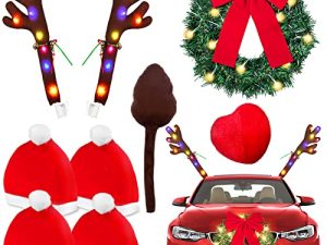 Yixin Christmas Reindeer Antlers Car Kit with LED Lights