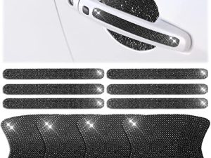 Frienda 10 Pieces Bling Car Door Handle Protector Rhinestone Universal Car Handle Cover Reflective Bling Car Handle Cover Car Door Bowl Protection for Car Laptops Decoration (Black)