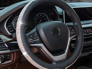 New Diamond Leather Steering Wheel Cover with Bling Bling Crystal Rhinestones