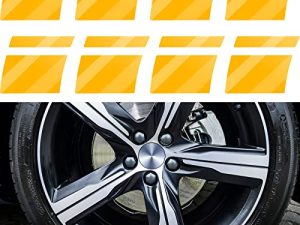 8 Pcs Wheel Rim Decal Stripes Car Decals Reflective Car Stickers Automotive Decals Hash Stripe Stickers for 18-21 Inch Wheels Tire Rim Safety Decoration Accessories (Yellow)