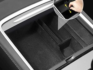 2021-2023 Tesla Model 3 Model Y Flocked Center Console Organizer Tray - Storage Bin Interior Armrest Hidden Cubby Drawer - Sunglasses