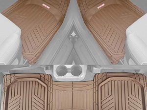 Motor Trend FlexTough Plus Beige Rubber Car Floor Mats - All Weather Deep Dish Automotive Floor Mats