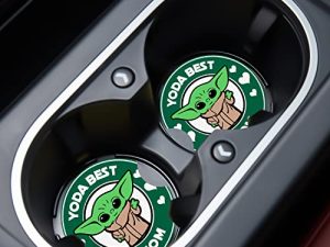 Car Cupholder Coaster Absorbent 2 Pack Cute Funny Cartoon Best Mom Rubber New Green Automotive Cup Holder Decal Decor Accessories