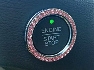 Bling Car Decor Pink Rhinestone Car Engine Start Stop Decoration Ring