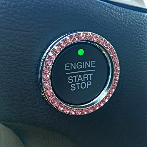 Bling Car Decor Pink Rhinestone Car Engine Start Stop Decoration Ring Bling Car Decor Pink Rhinestone Car Engine Start Stop Decoration Ring