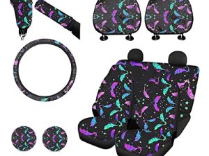 XYZCANDO Aztec Tribal Geometric Car Seat Cover Set Includes Car Cup Pad+Handbrake Cover&Gear Shift Cover Set+Headrest Cover for Car15 Steering Wheel Cover Full Set 11 PCS Car Interior Decor