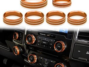 Kujunpao Air Conditioner Switch Trim Cover Aluminum Center Console Knob Compatible for Ford F150 XLT Accessories 2015-2019 6PCS(Orange)