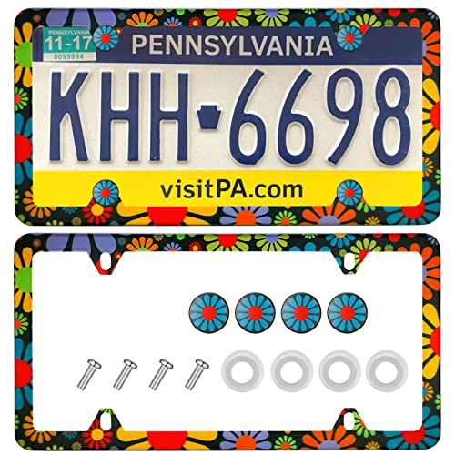 Flower License Plate Frames for Women Flower License Plate Frames for Women